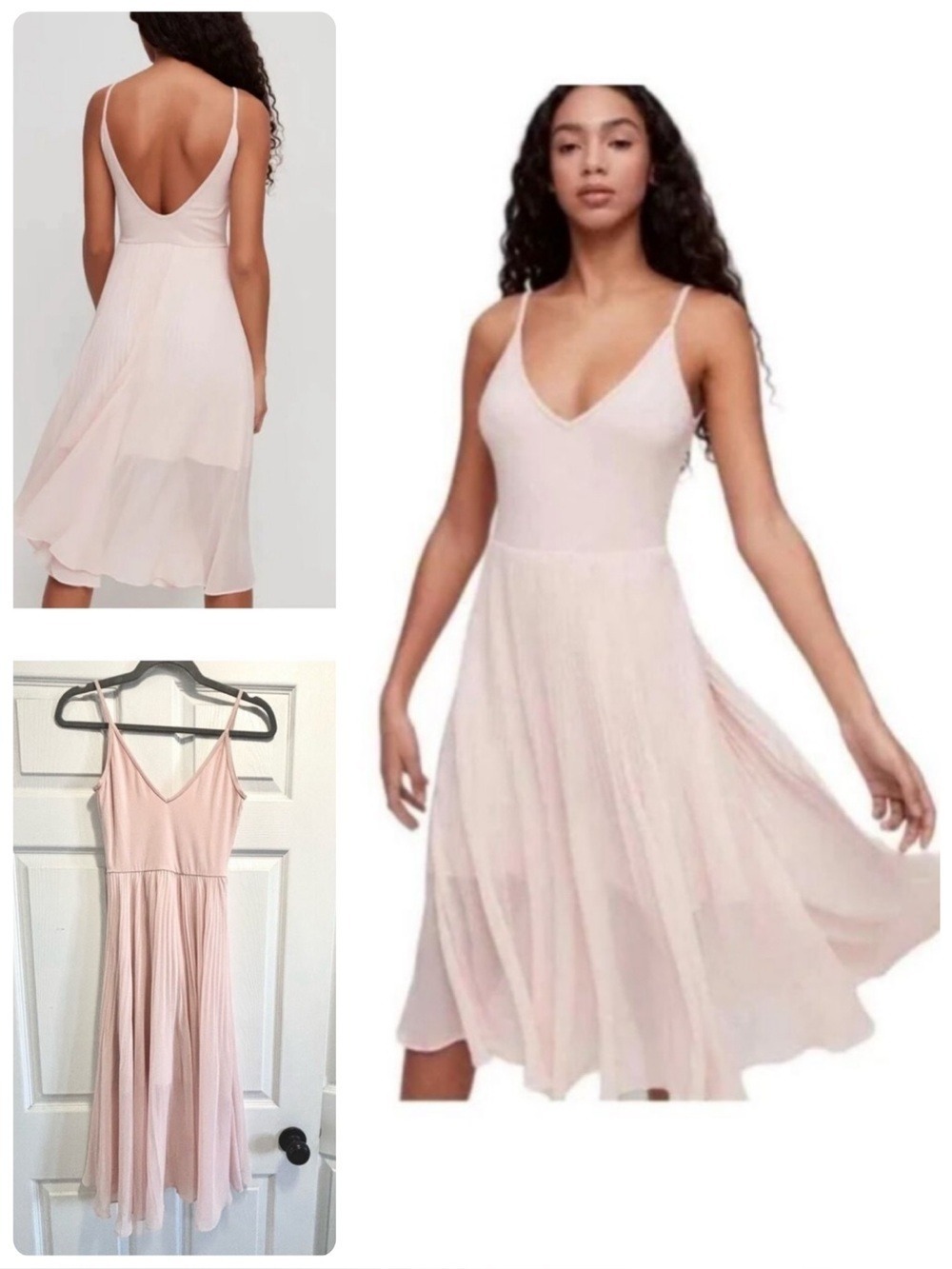 Aritzia Wilfred Daphnee Dress Balletcore Blush Pink Pleated Bodysuit Sz XXS 2XS